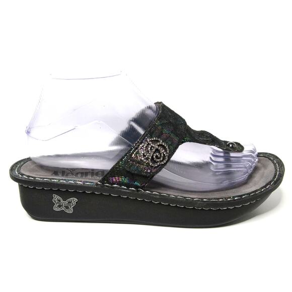 Alegria Carina Rainbow Irridescent Leather Thong Slip On Sandals Sz 37 US 7-7.5 - Picture 2 of 10